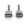 DIGITUS DP į HDMI laidas su LED 4K/30Hz, 2m aliuminio korpusas, auksu dengti kontaktai, palaiko 4K/30Hz