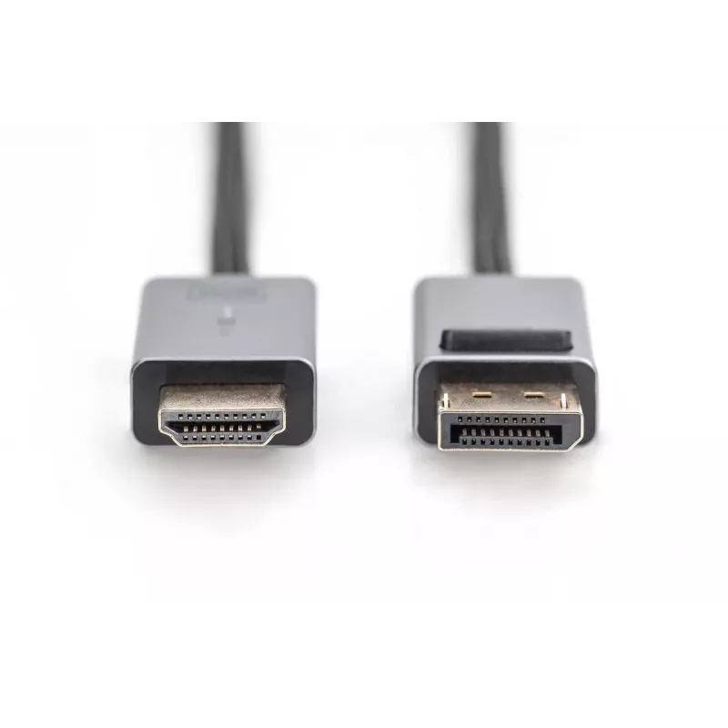 DIGITUS DP į HDMI laidas su LED 4K/30Hz, 2m aliuminio korpusas, auksu dengti kontaktai, palaiko 4K/30Hz