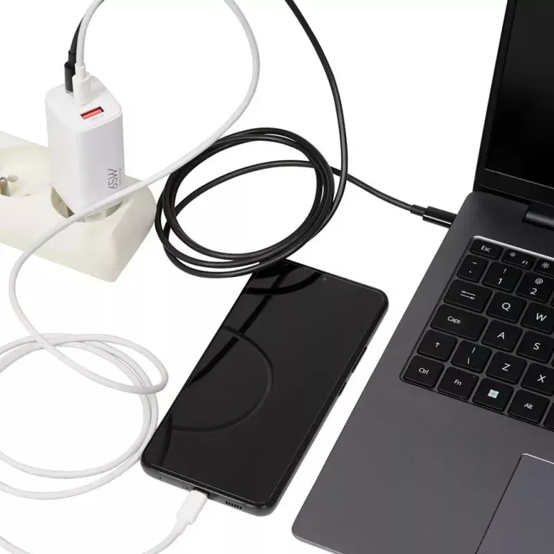 IBOX mobiliojo įrenginio įkroviklis ILUC65W, 65 W, 2x USB-C + 1x USB-A, baltas, 1,5 m kabelis