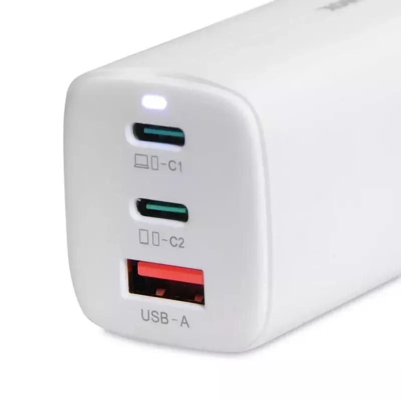 IBOX mobiliojo įrenginio įkroviklis ILUC65W, 65 W, 2x USB-C + 1x USB-A, baltas, 1,5 m kabelis
