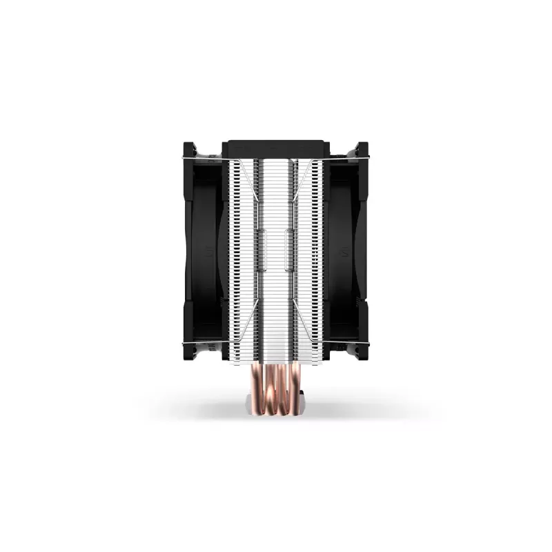 Aušintuvas ENDORFY Fera 5 Dual Fan — 2x 120 mm PWM ventiliatoriai, 4 šilumos vamzdeliai, TDP 220 W, suderinamas su LGA 2011 ir daugeliu lizdų, juodas