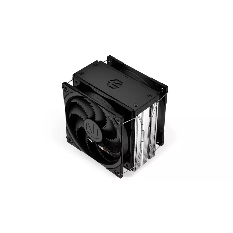 Aušintuvas ENDORFY Fera 5 Dual Fan — 2x 120 mm PWM ventiliatoriai, 4 šilumos vamzdeliai, TDP 220 W, suderinamas su LGA 2011 ir daugeliu lizdų, juodas