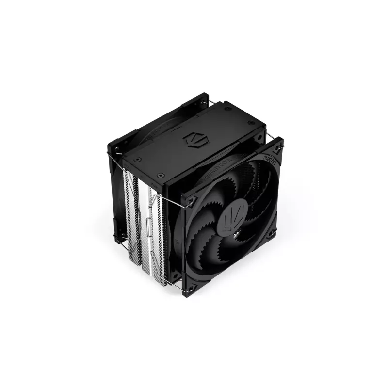 Aušintuvas ENDORFY Fera 5 Dual Fan — 2x 120 mm PWM ventiliatoriai, 4 šilumos vamzdeliai, TDP 220 W, suderinamas su LGA 2011 ir daugeliu lizdų, juodas