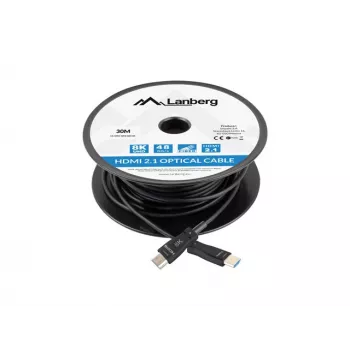 LANBERG HDMI laidas - M/m V2.1 optinis AOC - 30 m juodas