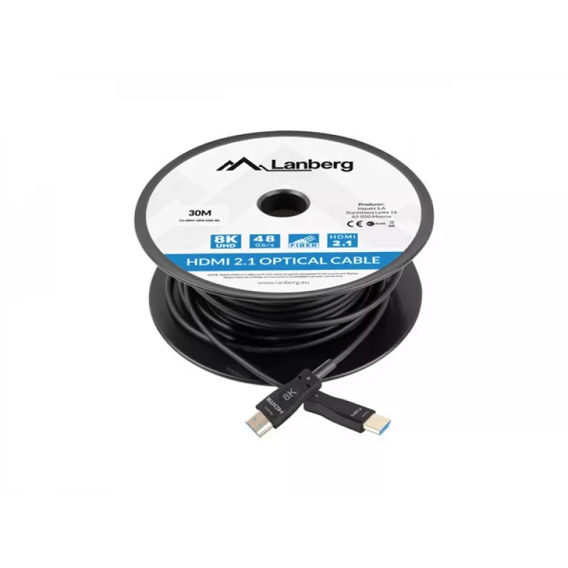LANBERG HDMI laidas - M/m V2.1 optinis AOC - 30 m juodas