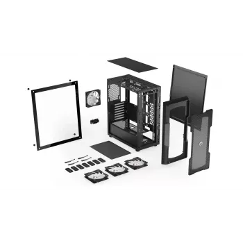 PC korpusas ENDORFY Regnum 400 ARGB Tower Black — ATX, grūdintas stiklas, ARGB, 3x120mm priekyje, 1x120mm gale, palaiko GPU 37 cm