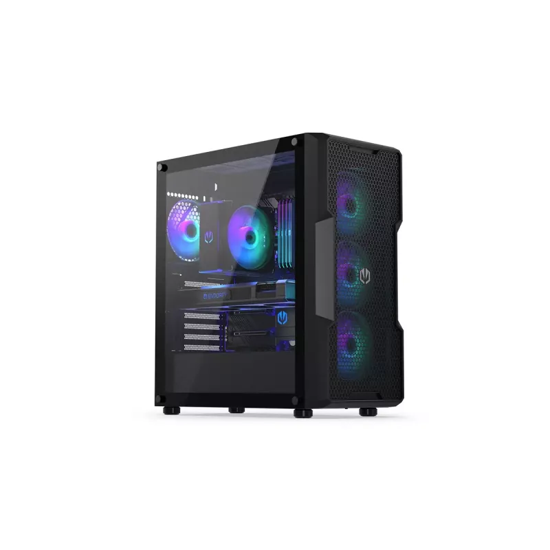 PC korpusas ENDORFY Regnum 400 ARGB Tower Black — ATX, grūdintas stiklas, ARGB, 3x120mm priekyje, 1x120mm gale, palaiko GPU 37 cm