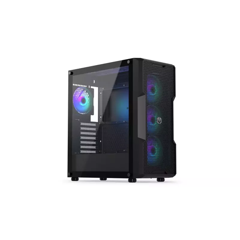 PC korpusas ENDORFY Regnum 400 ARGB Tower Black — ATX, grūdintas stiklas, ARGB, 3x120mm priekyje, 1x120mm gale, palaiko GPU 37 cm