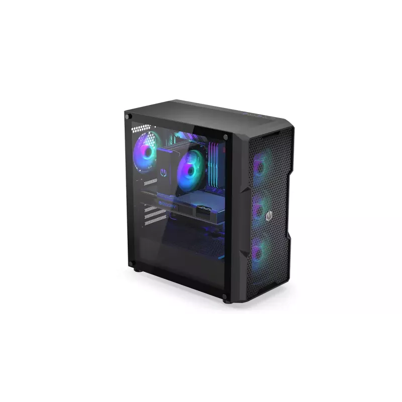 PC korpusas ENDORFY Regnum 400 ARGB Tower Black — ATX, grūdintas stiklas, ARGB, 3x120mm priekyje, 1x120mm gale, palaiko GPU 37 cm