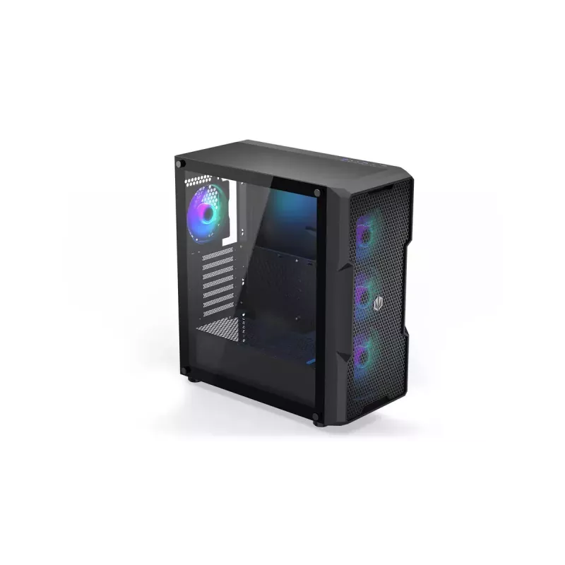 PC korpusas ENDORFY Regnum 400 ARGB Tower Black — ATX, grūdintas stiklas, ARGB, 3x120mm priekyje, 1x120mm gale, palaiko GPU 37 cm