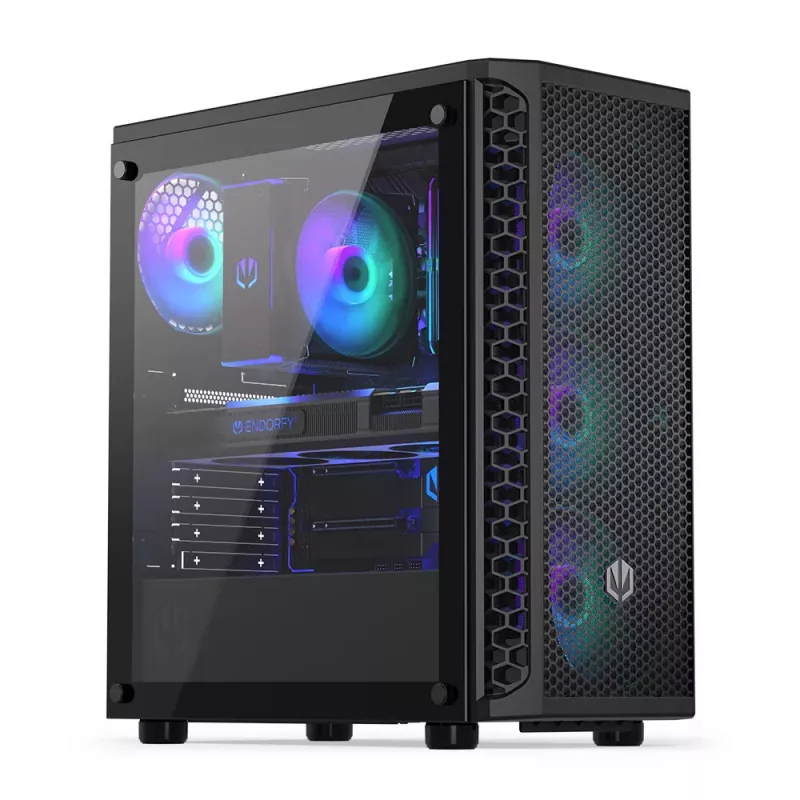 PC korpusas ENDORFY Signum 300 ARGB Tower Juoda — ATX, grūdintas stiklas,…