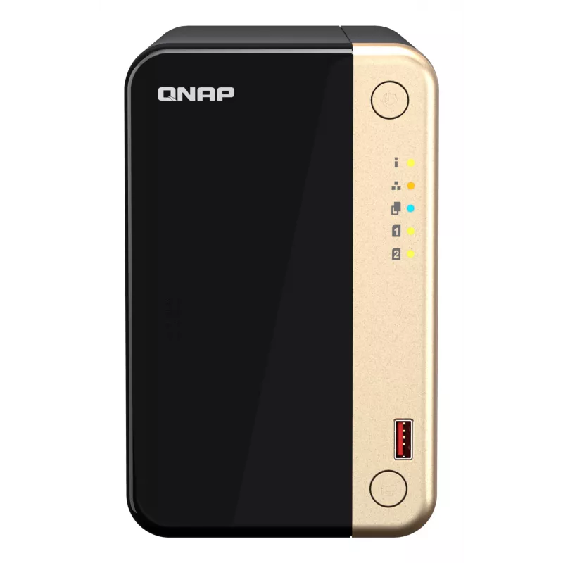 QNAP TS-264 NAS bokštinis Intel® Celeron® N5095 8 GB 0 TB QNAP QTS juoda, auksinė