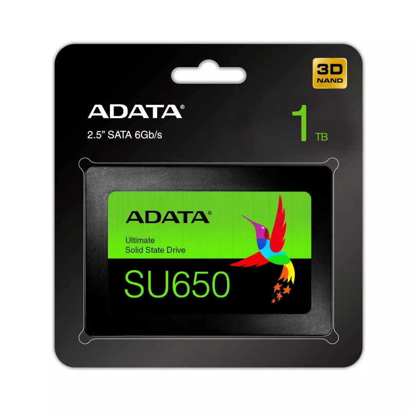 2.5 col. SATA III SSD ADATA SU650 1 TB — 520 MB/s skaitymo, 450 MB/s rašymo, 3D NAND, 2,5 col.