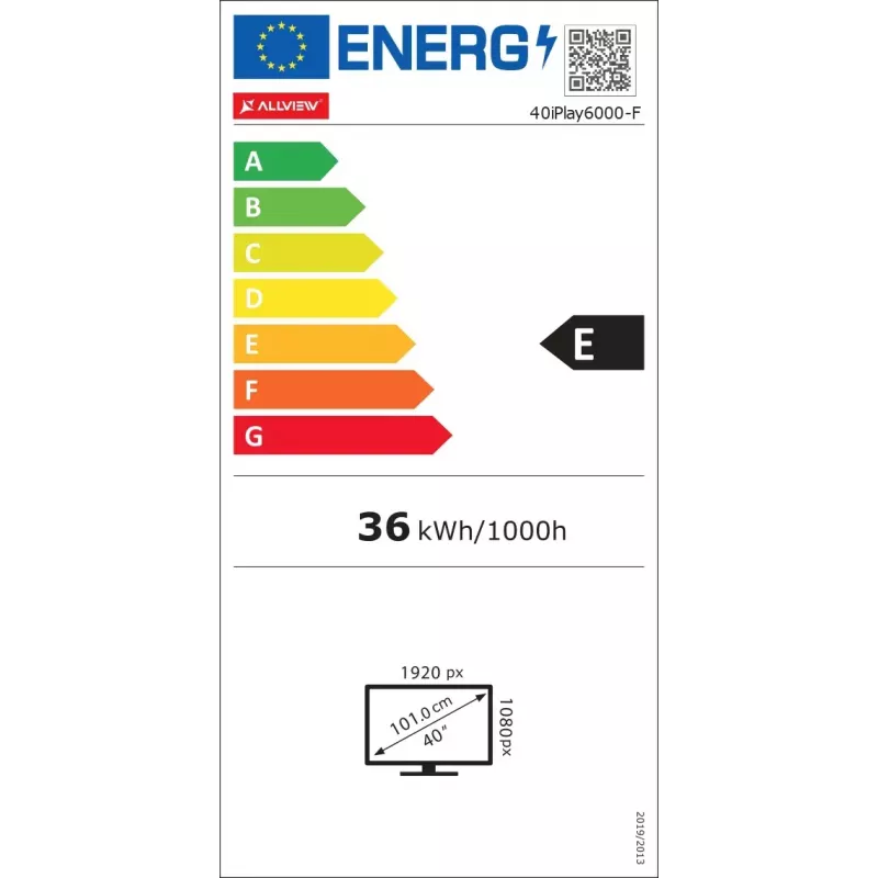 LED televizorius Allview 40iPlay6000-F/1 40 col. (101 cm) FHD, VIDAA, Wi‑Fi, HDMI, USB, juodas