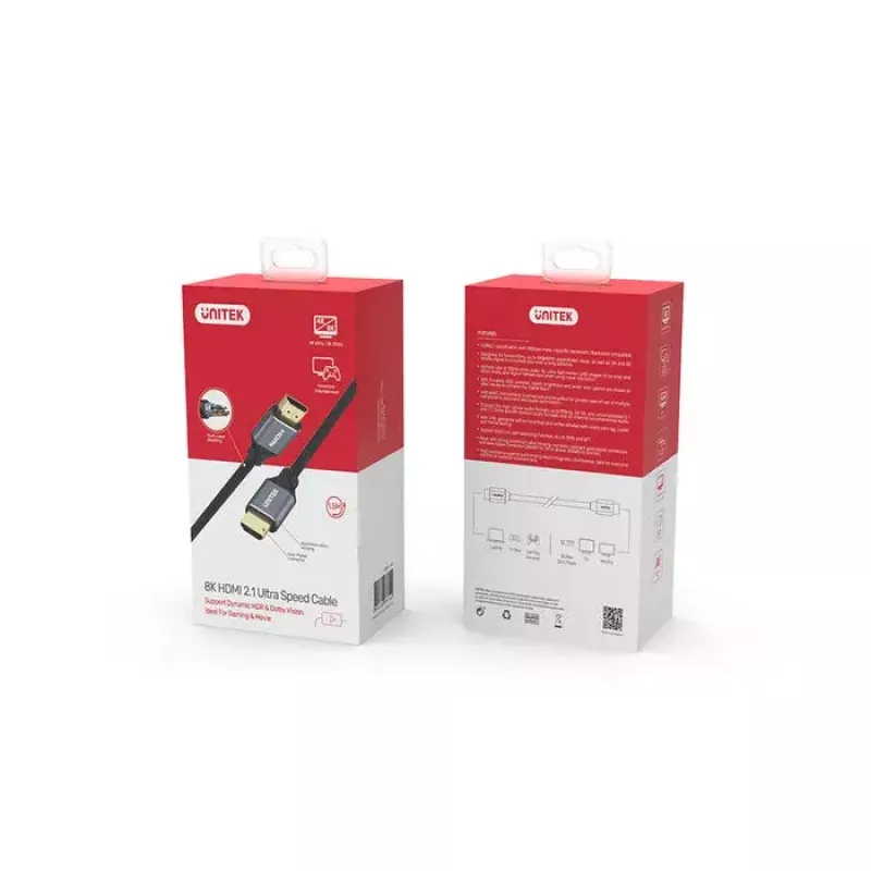 HDMI laidas Unitek C140W 5 m — HDMI Type A į Type A, HDMI 2.1, 48 Gbit/s, 120 Hz, juodas
