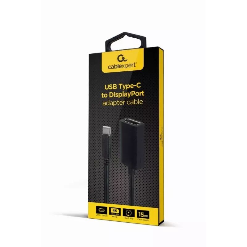 GEMBIRD USB Type-C - DisplayPort adapterio laidas, 4K, 15 cm, juodas