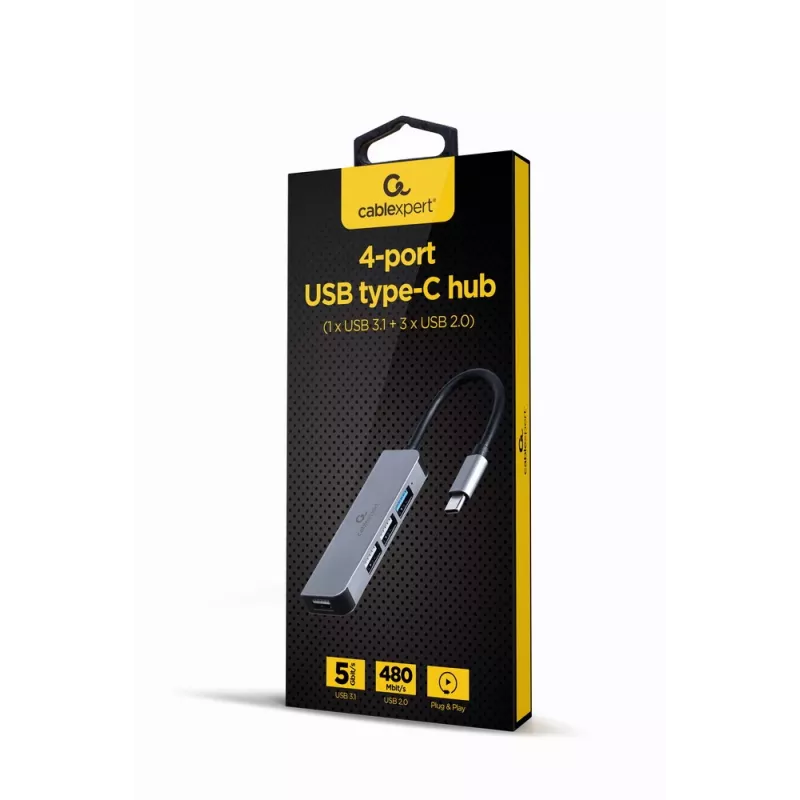 Gembird UHB-U3P1U2P3-01 USB-C šakotuvas, sidabrinis