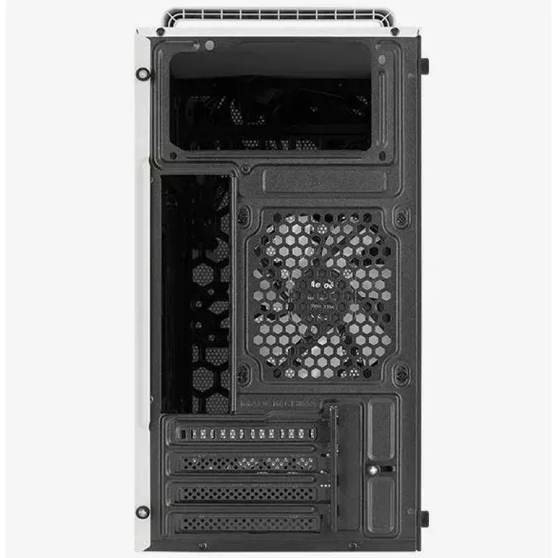 Kompiuterio korpusas AEROCOOL PGS CS-109-G-WT-v1 Mini Tower SPCC baltas — microATX, iki 26 cm GPU, FRGB, tinklinis priekis
