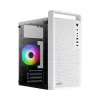 Kompiuterio korpusas AEROCOOL PGS CS-109-G-WT-v1 Mini Tower SPCC baltas — microATX, iki 26 cm GPU, FRGB, tinklinis priekis