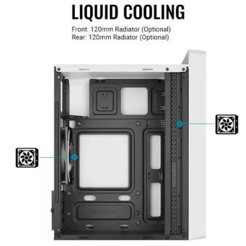 Kompiuterio korpusas AEROCOOL PGS CS-109-G-WT-v1 Mini Tower SPCC baltas — microATX, iki 26 cm GPU, FRGB, tinklinis priekis