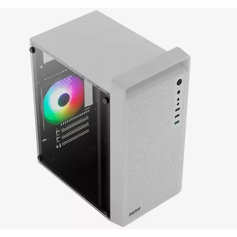 Kompiuterio korpusas AEROCOOL PGS CS-109-G-WT-v1 Mini Tower SPCC baltas — microATX, iki 26 cm GPU, FRGB, tinklinis priekis