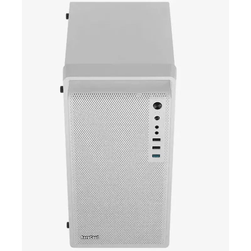 Kompiuterio korpusas AEROCOOL PGS CS-109-G-WT-v1 Mini Tower SPCC baltas — microATX, iki 26 cm GPU, FRGB, tinklinis priekis