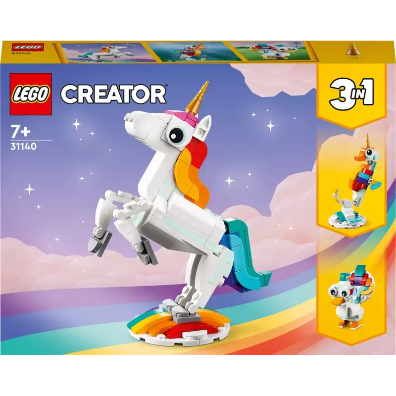 Konstravimo žaislas LEGO Creator 3in1 31140 Magiškas vienaragis, 145 detalės, 130 mm aukštis, amžius 7+
