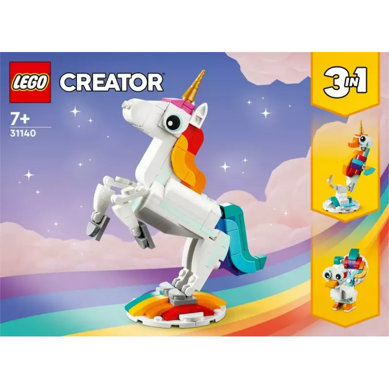 Konstravimo žaislas LEGO Creator 3in1 31140 Magiškas vienaragis, 145 detalės, 130 mm aukštis, amžius 7+