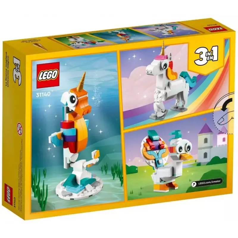 Konstravimo žaislas LEGO Creator 3in1 31140 Magiškas vienaragis, 145 detalės, 130 mm aukštis, amžius 7+