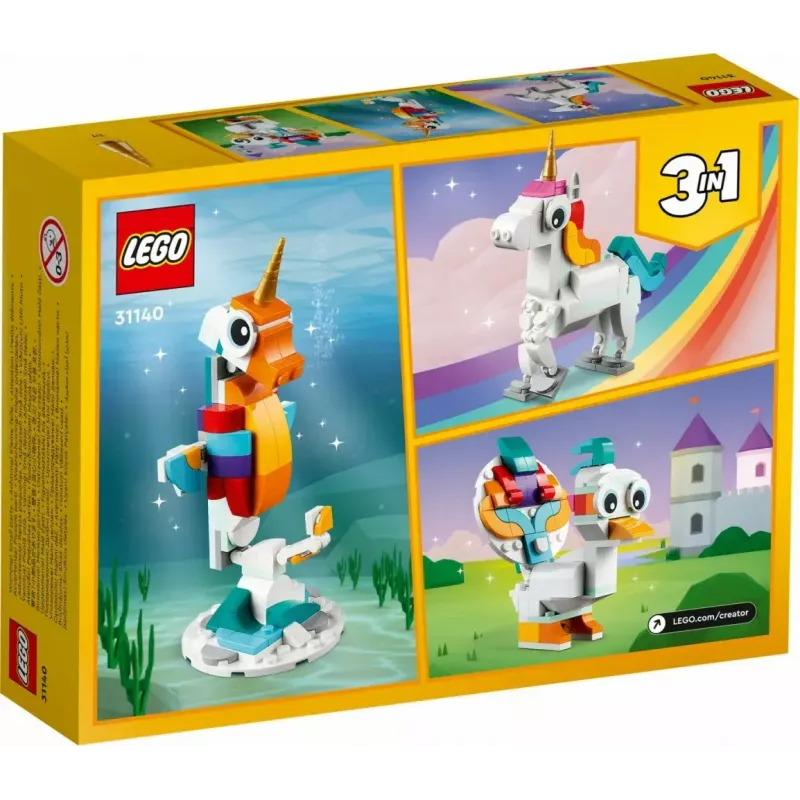 Konstravimo žaislas LEGO Creator 3in1 31140 Magiškas vienaragis, 145 detalės, 130 mm aukštis, amžius 7+