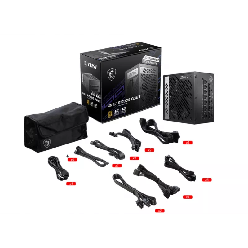 MSI MPG A1000G PCIE5 maitinimo blokas 1000 W 20+4 pin ATX ATX juodas