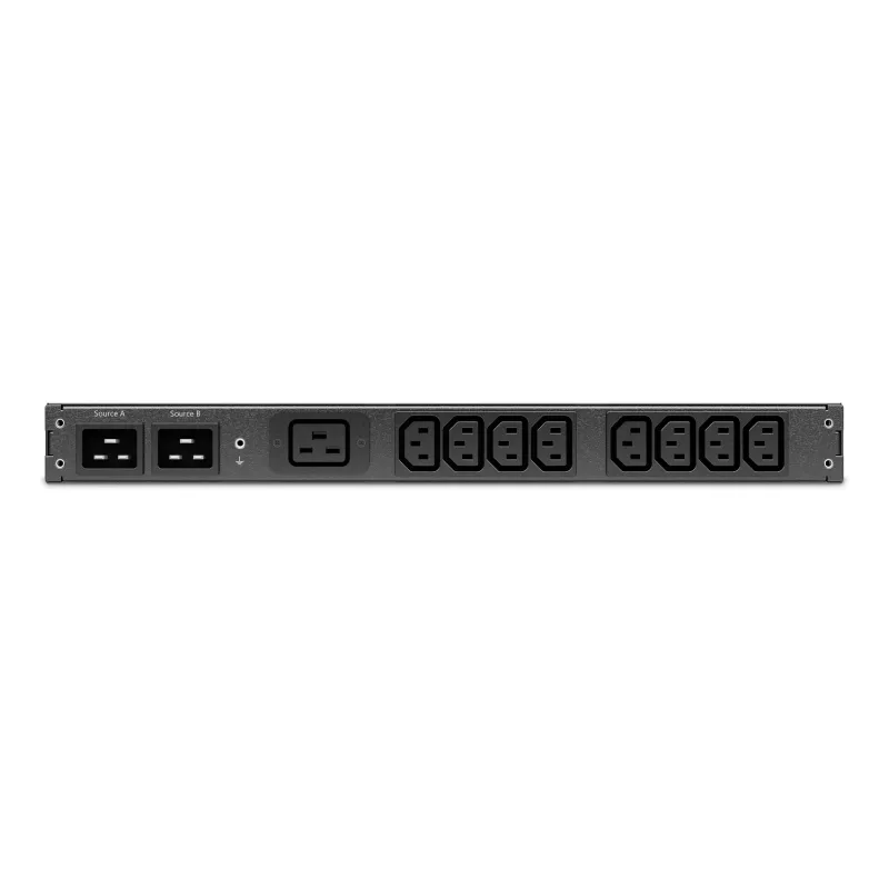 APC automatinis perjungimo jungiklis AP4423A - (8x) C13 + (1x) C19, 3680 W, montuojamas į stelažą, 1U