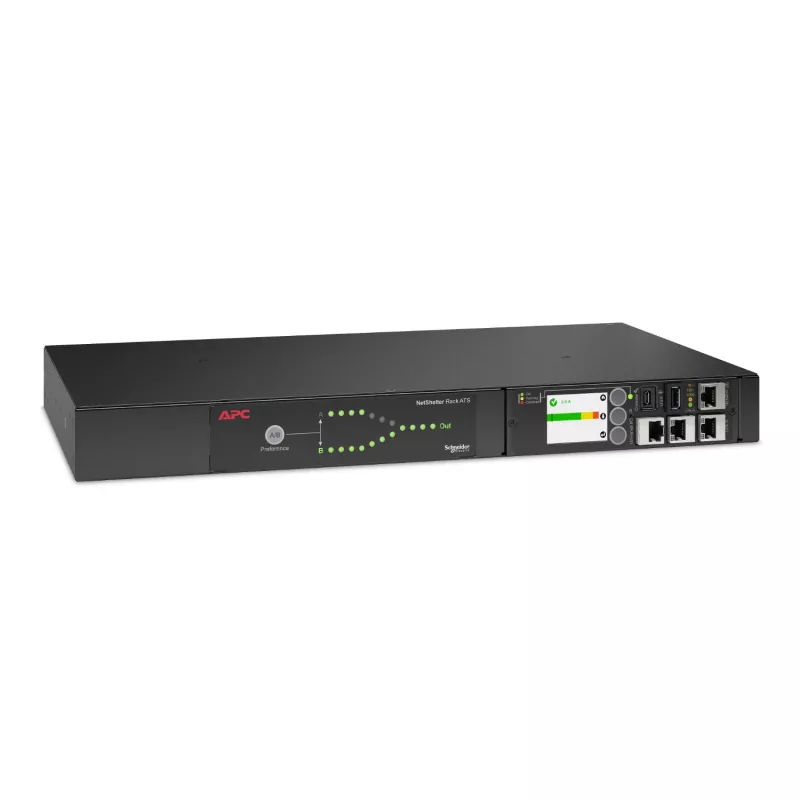 APC automatinis perjungimo jungiklis AP4423A - (8x) C13 + (1x) C19, 3680 W, montuojamas į stelažą, 1U