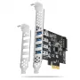 “Axagon PCEU-43RS” PCIe plokštė - 4x USB 5 Gbps prievadas, dvigubas maitinimas, “Renesas PD720201”, SP ir LP
