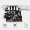 “Axagon PCEU-43RS” PCIe plokštė - 4x USB 5 Gbps prievadas, dvigubas maitinimas, “Renesas PD720201”, SP ir LP