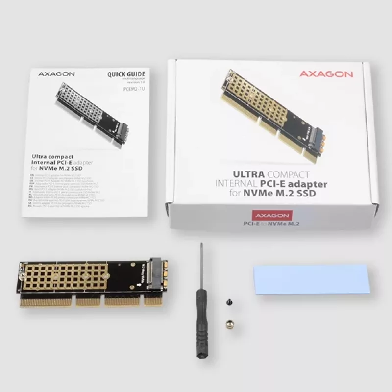 Axagon PCEM2-1U PCIe x16/x8/x4 - M.2 NVMe M-key lizdo adapteris 1U