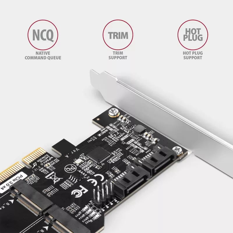 Axagon PCES-SA4M2 PCIe valdiklis 2x vidinis SATA 6G prievadas + M.2 B-key sąsajos kortelės / adapteris M.2, SATA