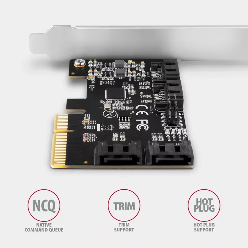 „Axagon PCES-SA4X4“ PCIe valdiklis – 4 vidinės SATA 6G prievadai, ASM1164, SP ir LP