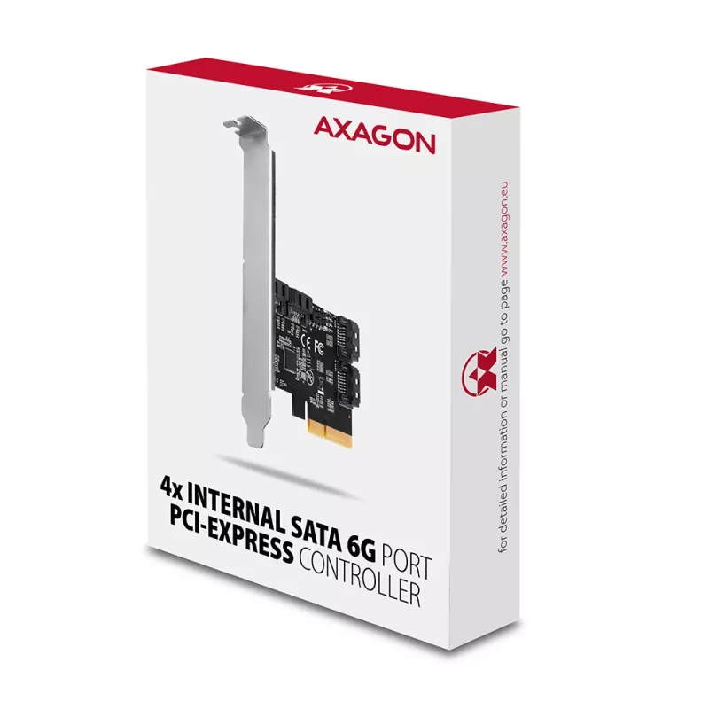 „Axagon PCES-SA4X4“ PCIe valdiklis – 4 vidinės SATA 6G prievadai, ASM1164, SP ir LP