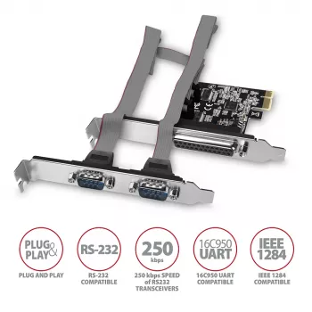 Axagon PCEA-PSN PCIe - 1x paralel & 2x serial port 250 kbps adapter w. SP & LP