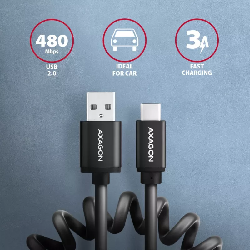 USB kabelis Axagon BUCM-AM10TB USB 2.0 0,6 m USB C USB A juodas
