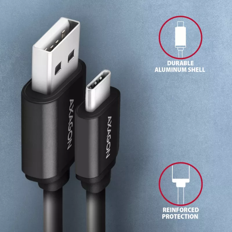 USB kabelis Axagon BUCM-AM10TB USB 2.0 0,6 m USB C USB A juodas