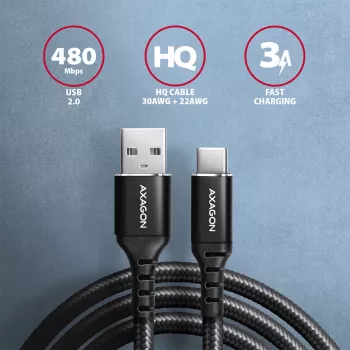 USB kabelis Axagon BUCM-AM15AB USB 2.0 1,5 m USB A USB C juodas
