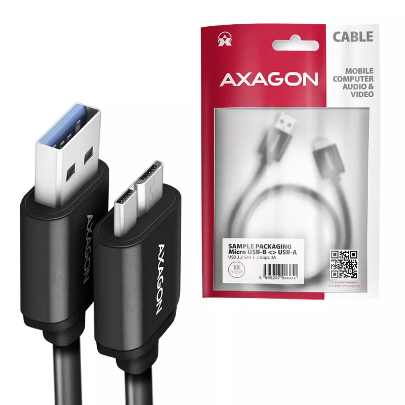 Axagon BUMM3-AM10AB SPEED Micro-B USB <> USB-A 3.2 Gen 1 laidas 1 m