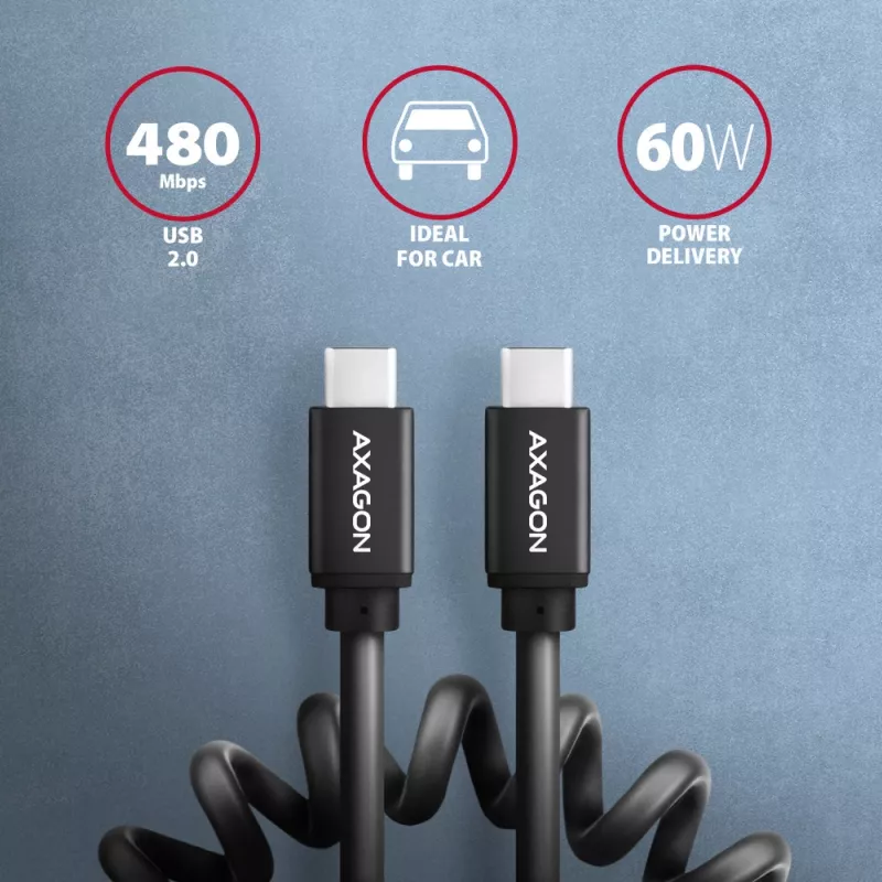 Axagon BUCM-CM10TB TWISTER USB-C <> USB-C laidas 0,6 m