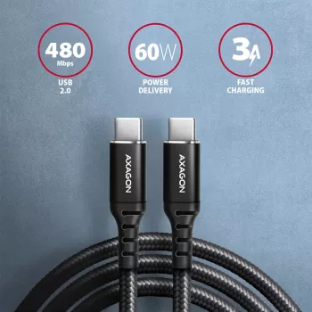 USB laidas Axagon BUCM-CM20AB 2m USB C juodas