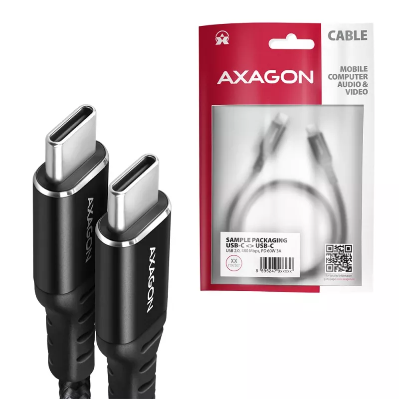 USB laidas Axagon BUCM-CM20AB 2m USB C juodas