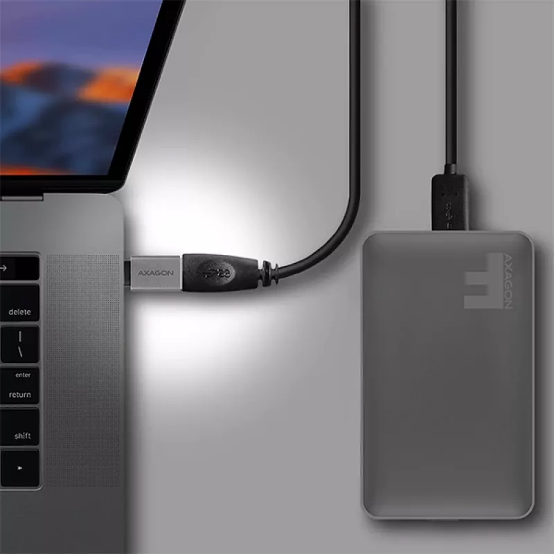 Axagon RUCM-AFA adapter USB-C (V) -> USB-A (M), USB 3.2 Gen 2, 3A, ALU