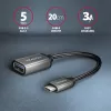 Axagon RUCM-AFAC kabelio adapteris USB-C (V) -> USB-A (M), 20cm, USB 3.2 Gen 1, 3A, ALU