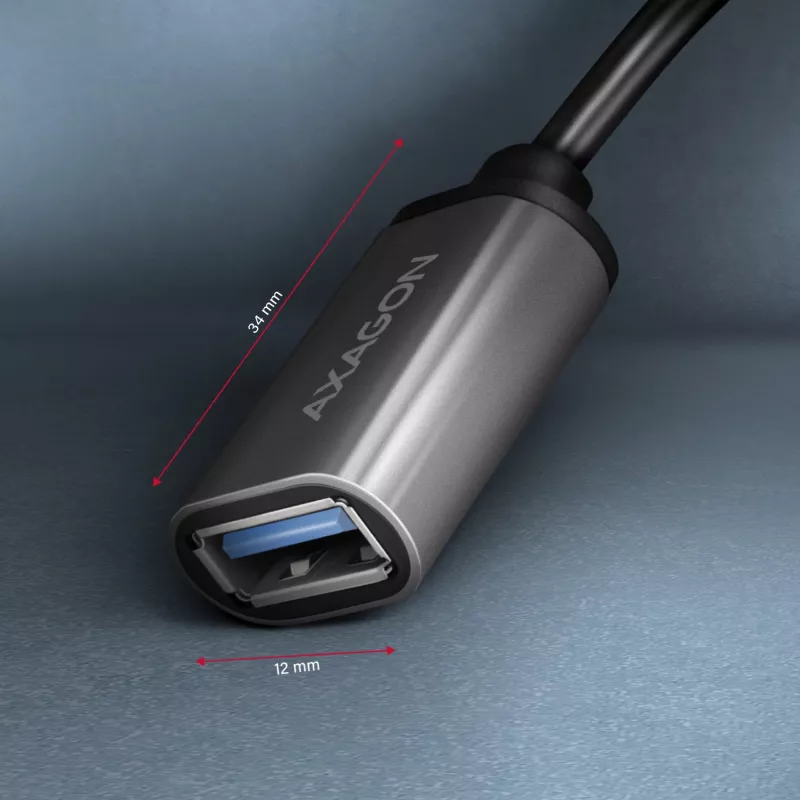 Axagon RUCM-AFAC kabelio adapteris USB-C (V) -> USB-A (M), 20cm, USB 3.2 Gen 1, 3A, ALU